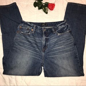 A&F Distressed Girlfriend Jeans